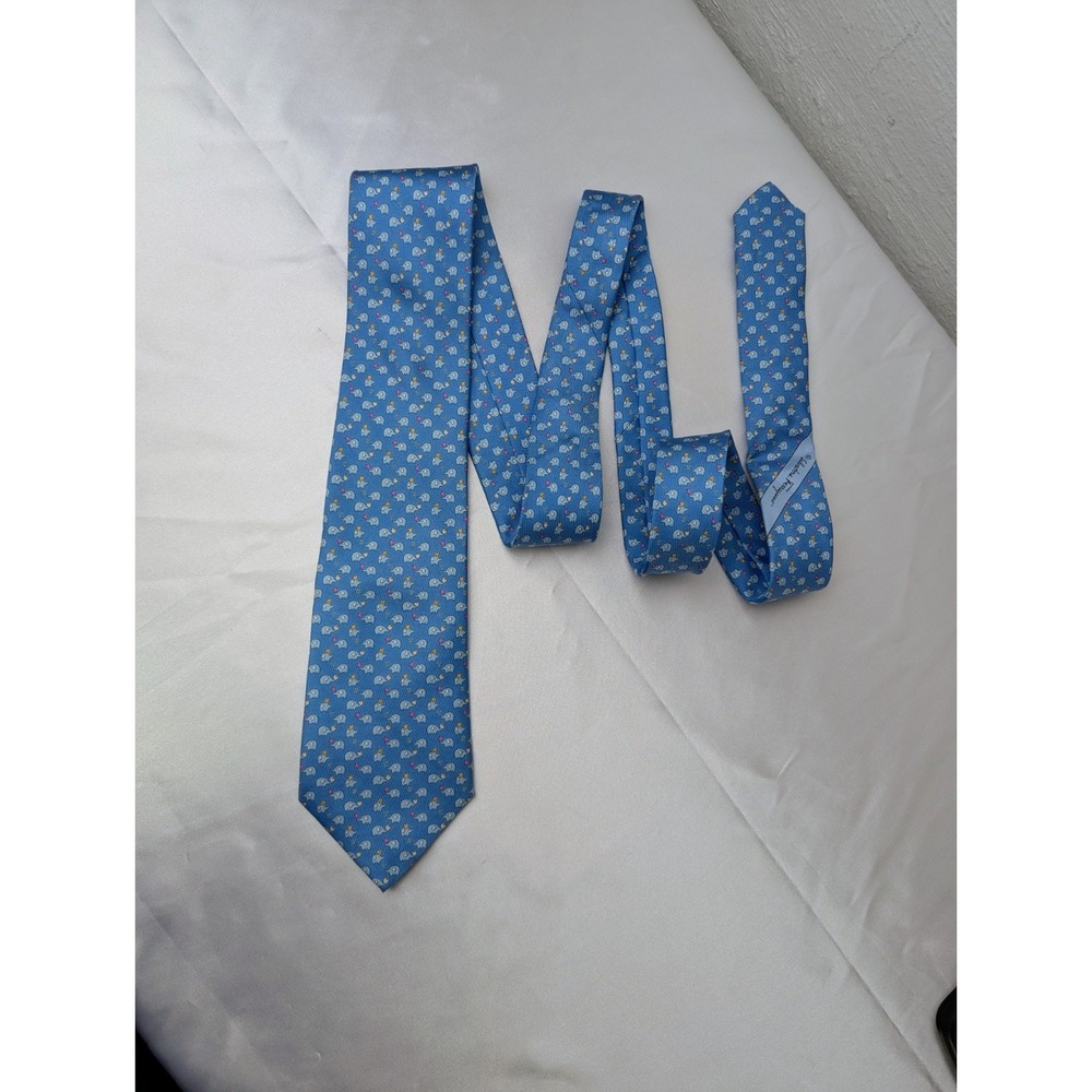 Salvatore Ferragamo Blue Silk Tie‎ Elephant Print Necktie Limited